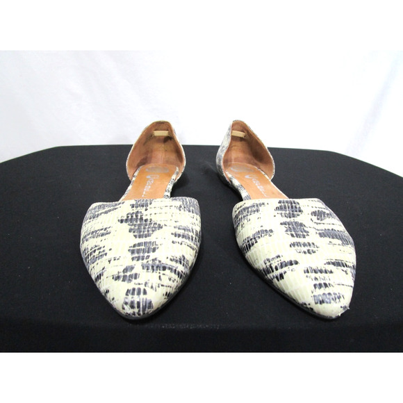 Jeffrey Campbell Beige Snake Print Leather Open Side Point Toe Flats Women 9 - Picture 4 of 11